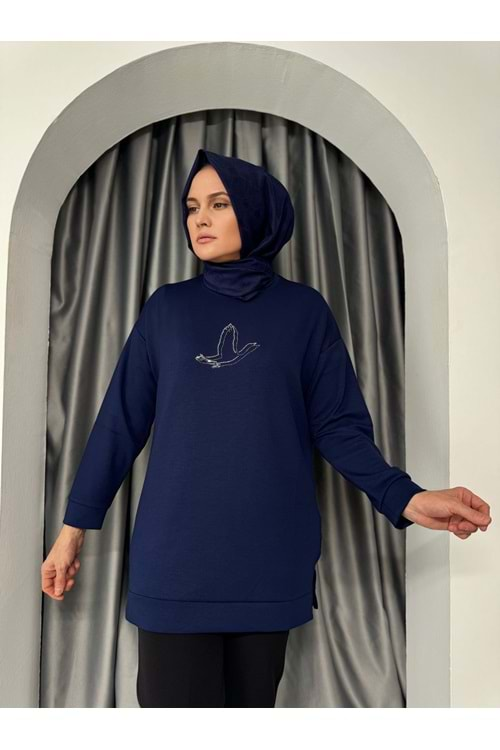 Oysho Kuş Taşlı Tunik 1420 - Lacivert - L-XL - AZRA04982-Lacivert-L-XL