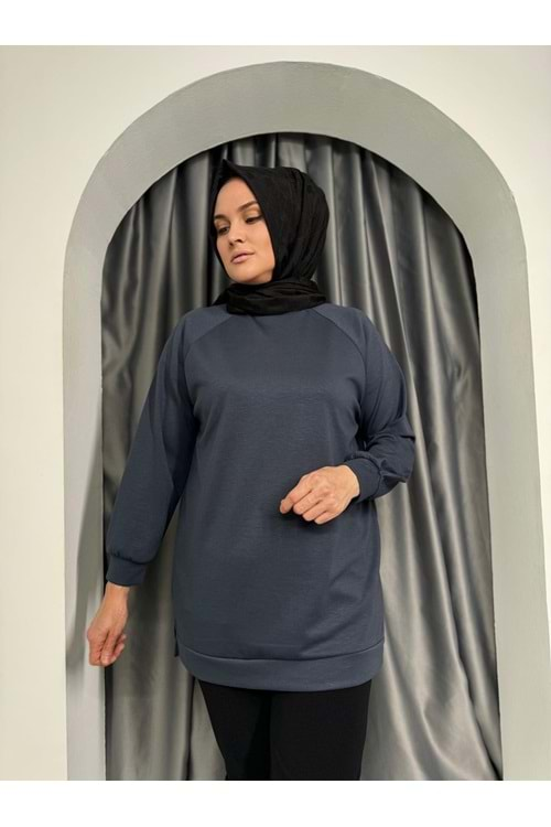 Oysho Yırtmaçlı Tunik 1437 - Füme - L-XL - AZRA04984-Füme-L-XL