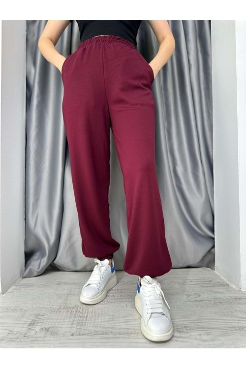 Oysho Paçası Lastikli Eşofman 1395 - Bordo - S-M - AZRA04986-Bordo-S-M