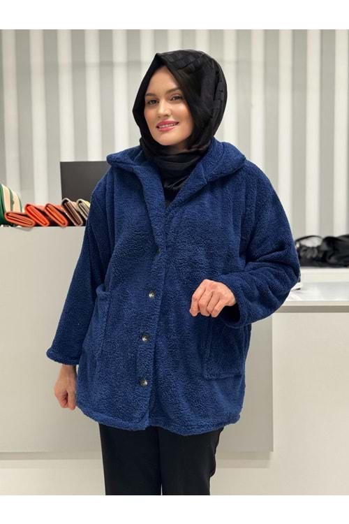 Düğmeli Büyük Cepli Welsoft Hırka 2774 - Lacivert - TEK BEDEN - AZRA05036-55938