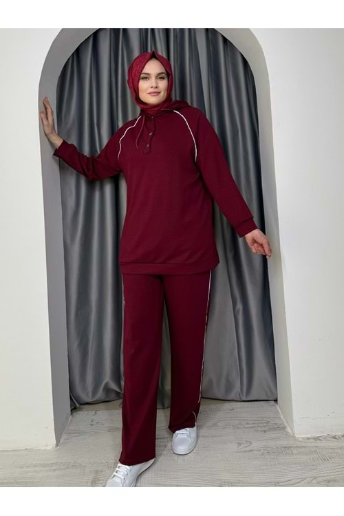 Oysho Reglan kol Biyeli Çıtçıtlı Takım TK 3369 - Bordo - S - AZRA05092-Bordo-S