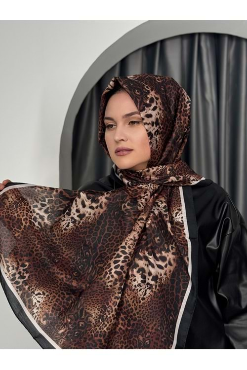 Küçük Leopar Desen Soft Şal 2269 - Acı Kahve - TEK BEDEN - AZRA05095-Acı Kahve-TEK BEDEN