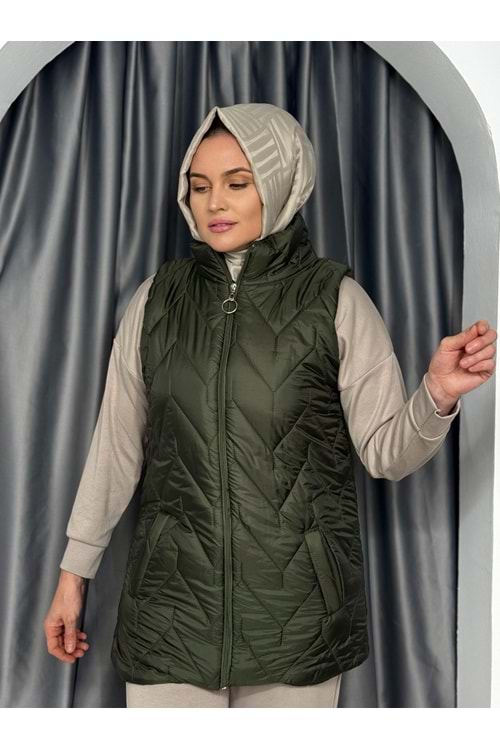 Zikzak Desenli Şişme Yelek 4578 KS11 - Haki - S