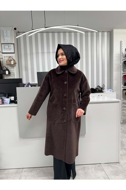 İkoll Torba Cepli Oversize Kaban 31134 - Kahve Rengi - TEK BEDEN - AZRA05170-56583