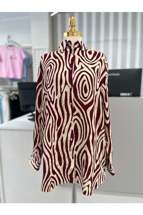 Saten Gömlek 34108 - Bordo - TEK BEDEN