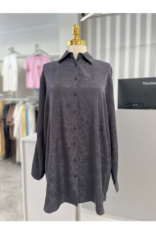 Saten Gömlek 34060 - Füme - TEK BEDEN