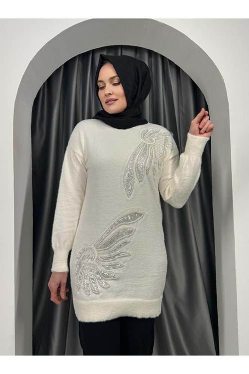 Boncuk İşlemeli Tunik 140297 - Krem - TEK BEDEN - AZRA05329-44392