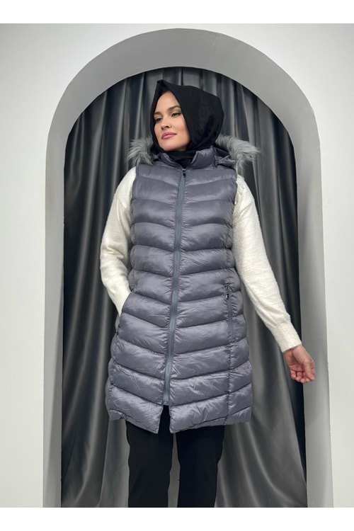 Kısa Şişme Yelek 8017 - Gri - 38 - AZRA05344-44513