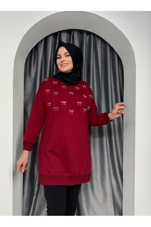 Fiyonk Taş Detaylı Tunik 25833 - Bordo - S-M - AZRA05376-44871