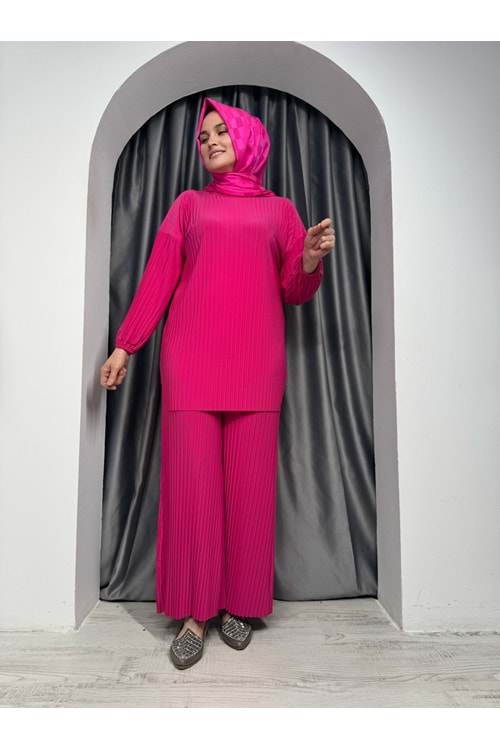 Piliseli Kolları Lastikli Sendy Takım 1967 - Pembe - 38-40 - AZRA05399-45062