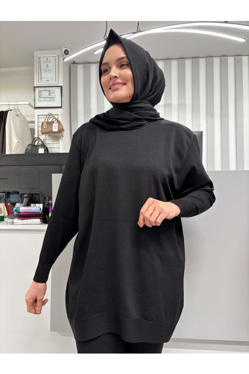 Düz Merserize Tunik 3177 - Siyah - TEK BEDEN - AZRA05401-45127