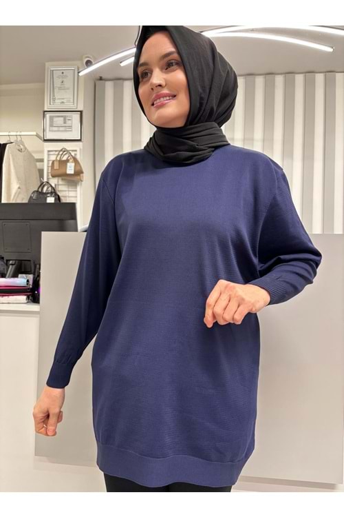 Düz Merserize Tunik 3177 - Lacivert - TEK BEDEN - AZRA05401-57328