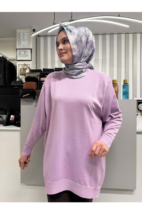 Düz Merserize Tunik 3177 - Lila - TEK BEDEN - AZRA05401-58213