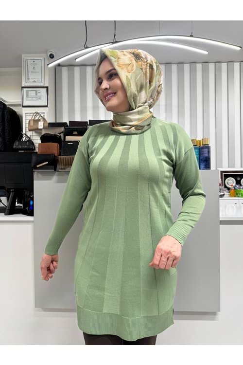 Büyük Şeritli Merserize Tunik 3190 - Mint Yeşili - TEK BEDEN - AZRA05422-58216