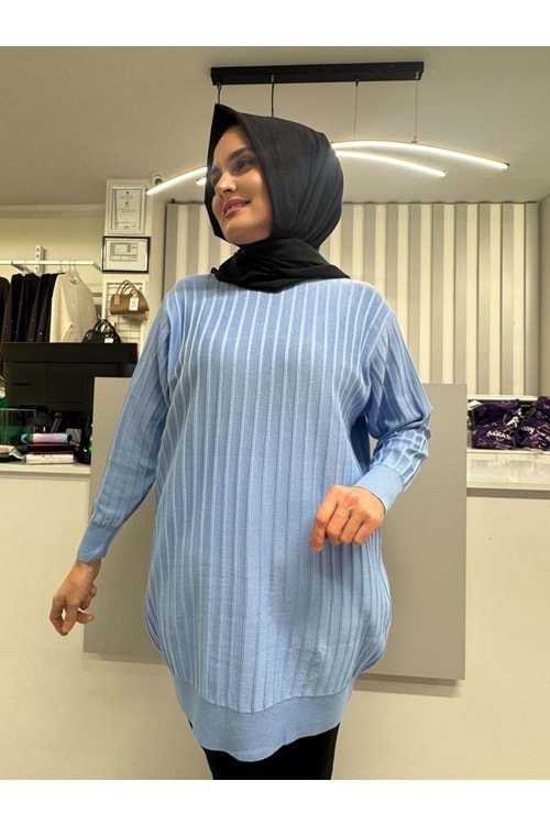 Çıtalı Merserize Tunik 3185 - Bebe Mavisi - TEK BEDEN - AZRA05424-57323