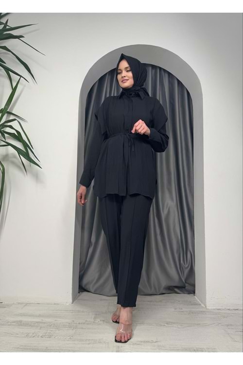 Omuz Patlı Çizgili Takım 24107 - Siyah - S - AZRA05456-45771