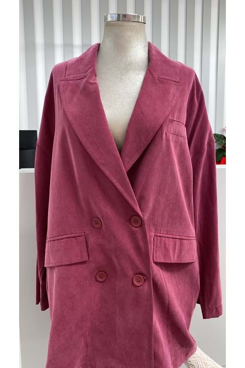 İkoll Oversize Modal Ceket 34453 - Mürdüm - TEK BEDEN - AZRA05495-46045