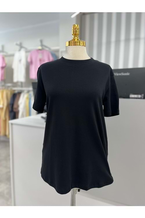 İkoll Bisiklet Yaka Tshirt 1004625 - Siyah - M - AZRA05501-46085