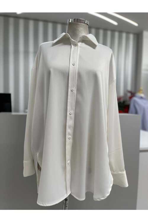 Basic Saten Gömlek 32492 - Beyaz - TEK BEDEN - AZRA05590-46335