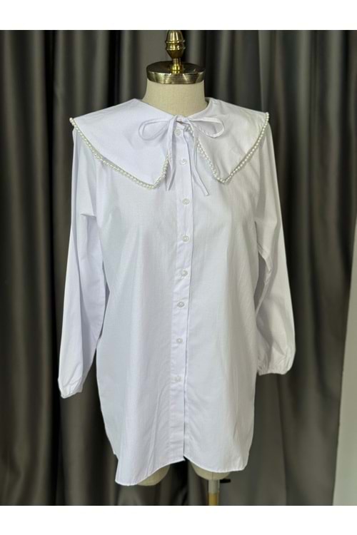 Bebe Yaka İnci Detaylı Gömlek 772 - Beyaz - L-XL - AZRA05678-46769