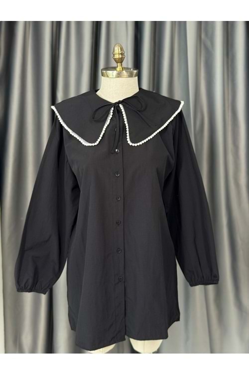 Bebe Yaka İnci Detaylı Gömlek 772 - Siyah - L-XL - AZRA05678-46775