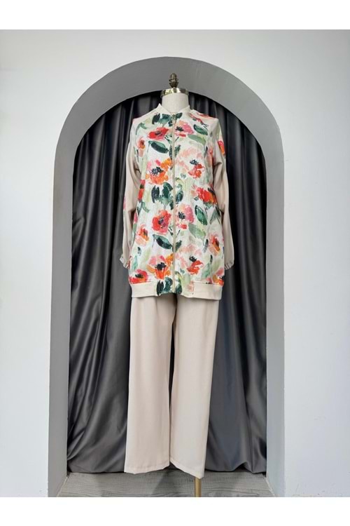 Kanaviçe Desen Pullu Takım 120197 - Bej - 36 - AZRA05696-46915