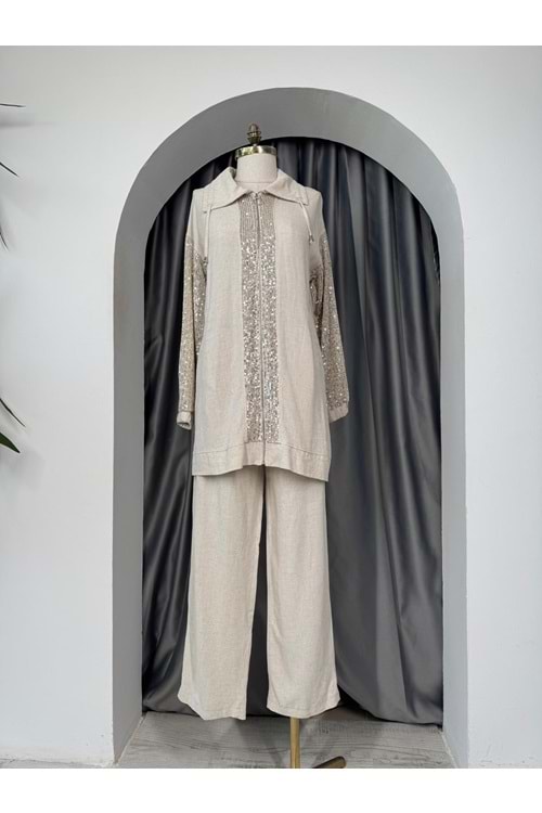 Pul Payet Keten Takım 120183 - Bej - 36 - AZRA05701-46960