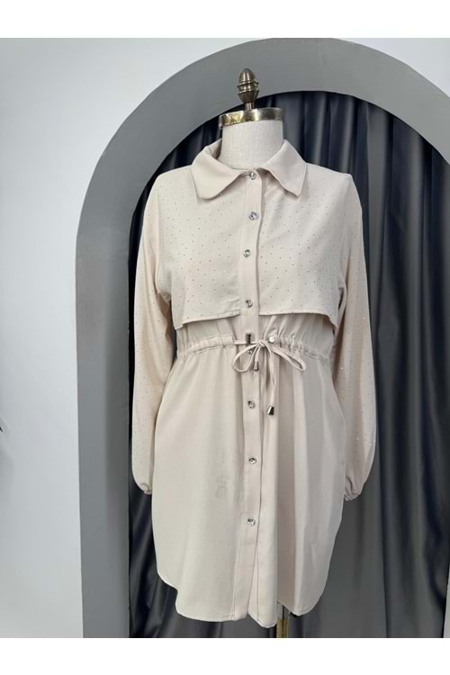 Serpme Pullu Kap 140108 - azra fashion - Bej - 40 - AZRA05719-47139
