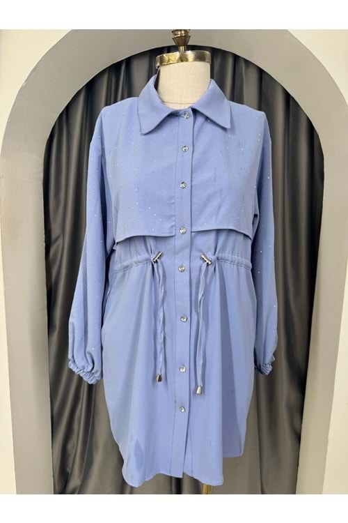 Serpme Pullu Kap 140108 - azra fashion - Mavi - 42 - AZRA05719-47148