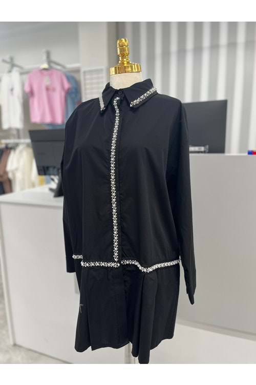 Boncuk Detaylı Gömlek 170177 - Siyah - 36 - AZRA05721-47183