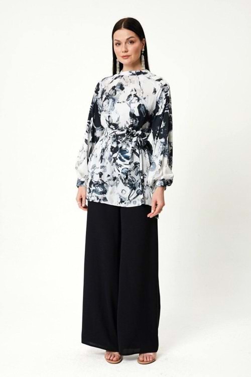 Batik Desenli Saten Takım 8402 - Siyah - 40 - AZRA05745-47345