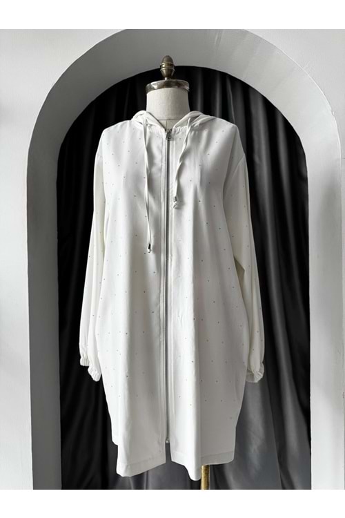 Serpme Pul Taşlı Kap 3222 - Ekru - L-XL - AZRA05752-47412