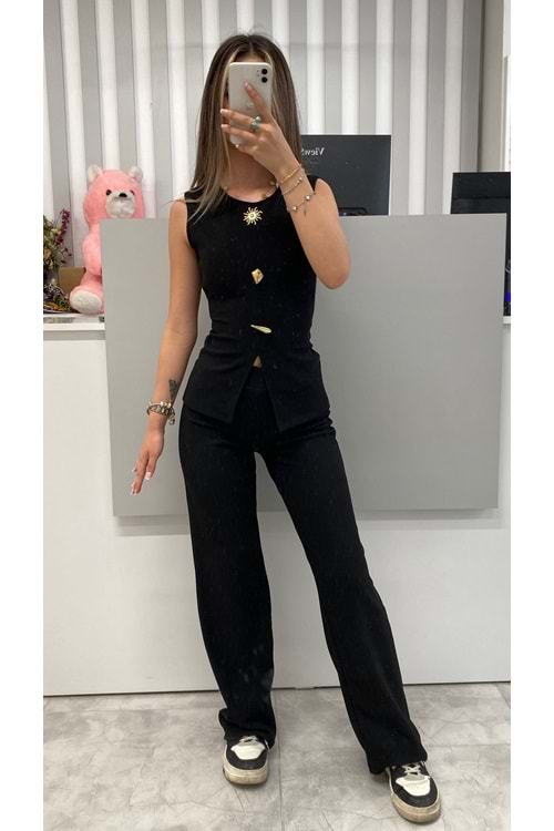 Gold Aksesuar Askılı Takım 1353 - Siyah - M