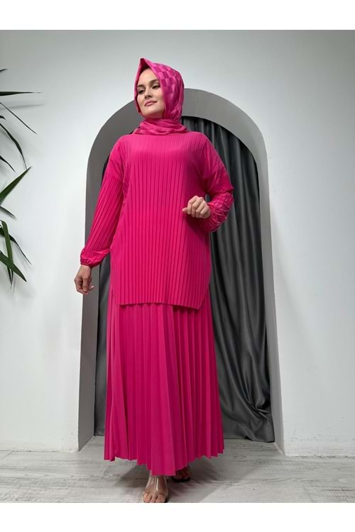 Piliseli Etekli Sady Takım 1633 - azra fashion - Fuşya - TEK BEDEN