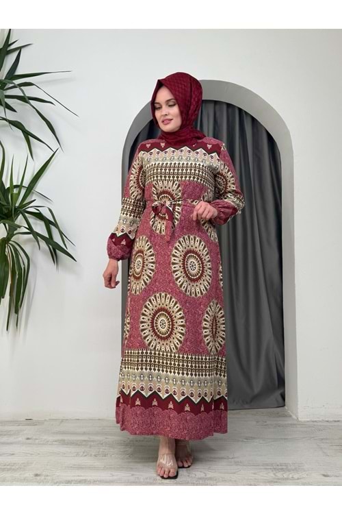 Oval Desenli Elbise 2007 - Pembe - 42-44