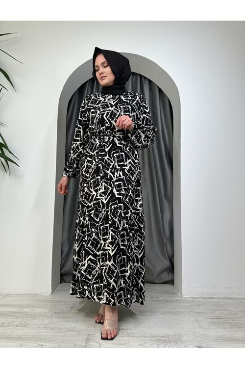 Feriha Desen Elbise 1911 - Siyah - 38-40