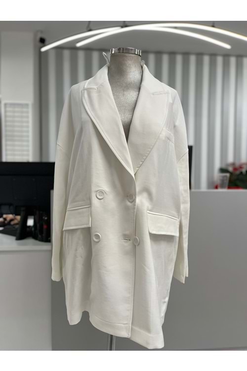 Modal Ceket 35607 - azra fashion - Ekru - TEK BEDEN