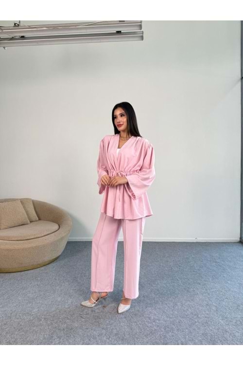 Serpme Pullu Takım 8022 - azra fashion - Pembe - L-XL