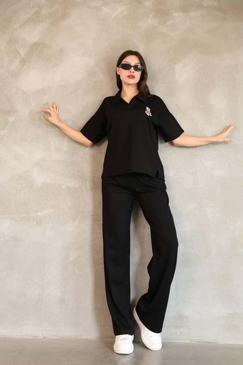 Polo Yaka Oyso Kumaş Takım 251086 - Siyah - M