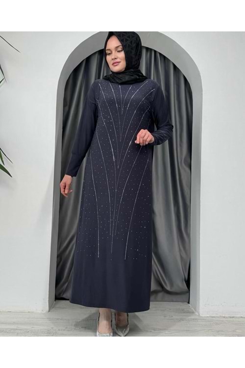 Önü Pullu Sendy Elbise 8656 - Füme - 38-40