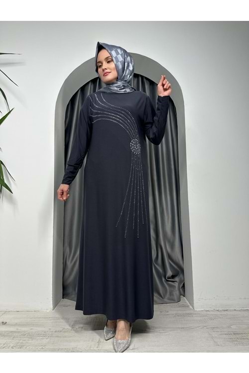 Sarmaşık Desen Sendy Elbise - Füme - 38-40