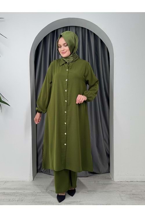 Uzun Tunikli İkili Takım 5627 - Yeşil - 50-52