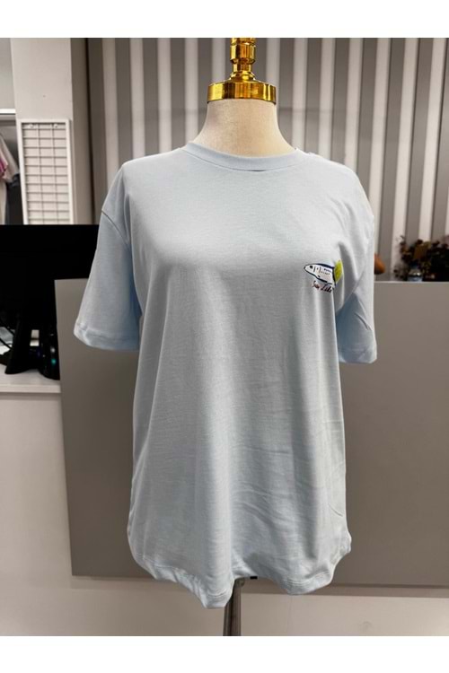 Balık Baskılı T-shirt 3668 - Mavi - M