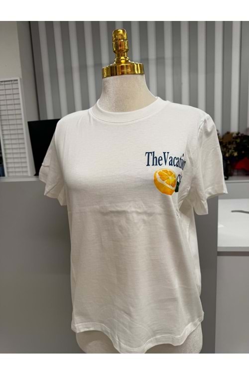 Limon Baskı T-shirt 10620 - Beyaz - L