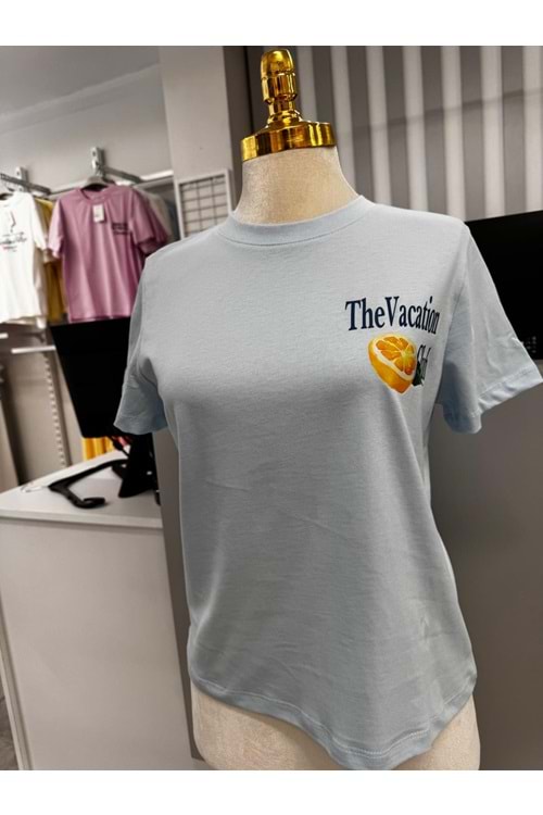 Limon Baskı T-shirt 10620 - Mavi - S