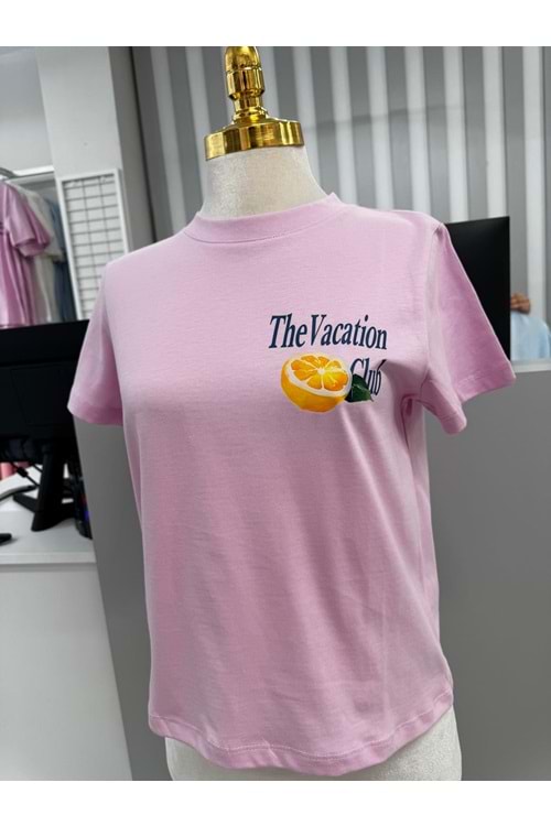 Limon Baskı T-shirt 10620 - Pembe - S