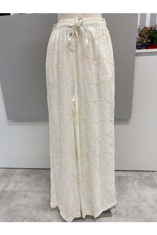 Nakışlı Bohem Pantolon 1004827 - Krem - L
