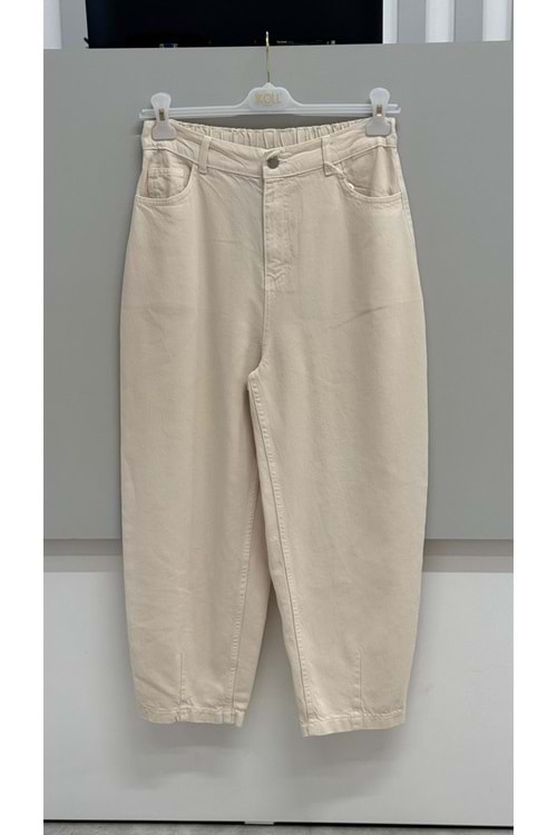 Yıkama Efekli Tencel Pantolon 35187 - Bej - S