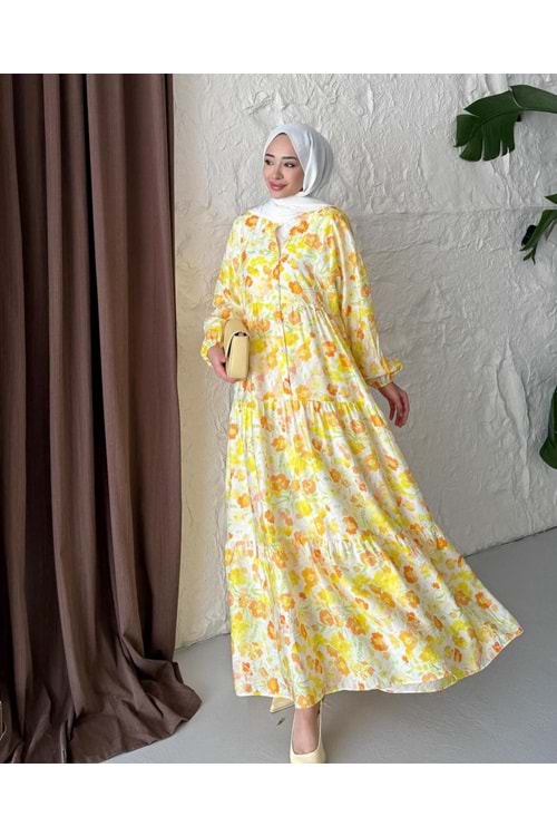 Güllü Salaş Elbise 2399 - Sarı - L-XL