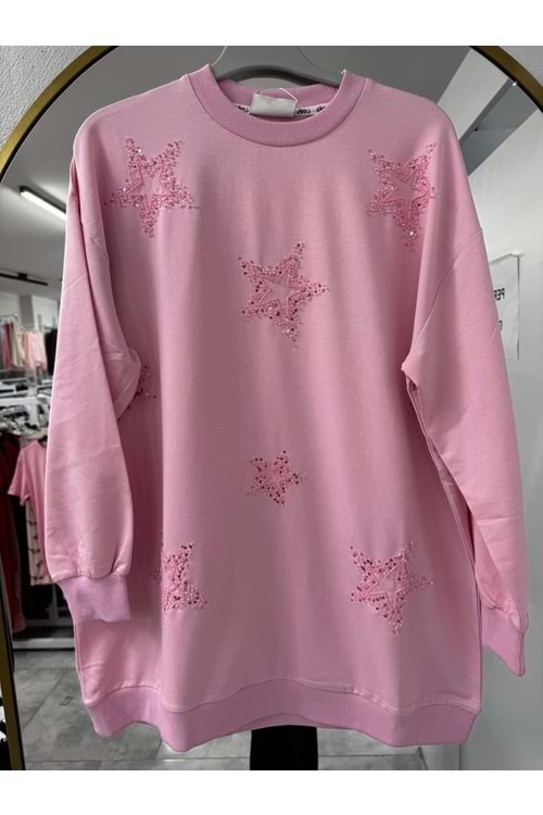Yıldız Motifli Tunik 3052 - Pembe - M-L